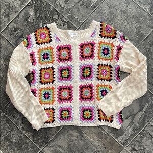 NORTHERN REFLECTIONS Colourful Crochet Cardigan Cottage Coastal Grandma Grunge